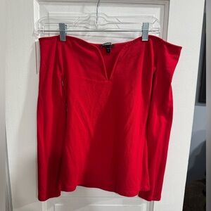 Express Red Off-Shoulder Long Sleeve Top